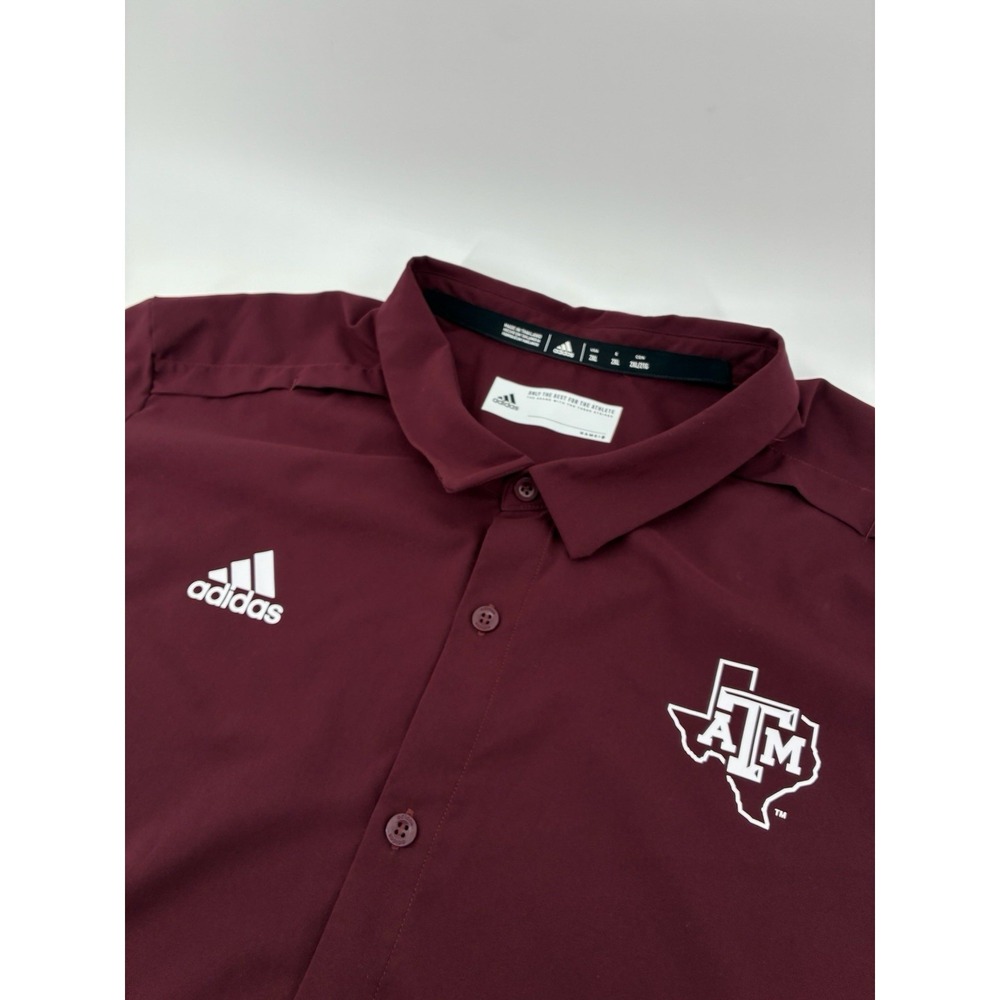 Adidas Texas A&M Aggies Short Sleeve Button Up Performance Sideline Shirt 2XL